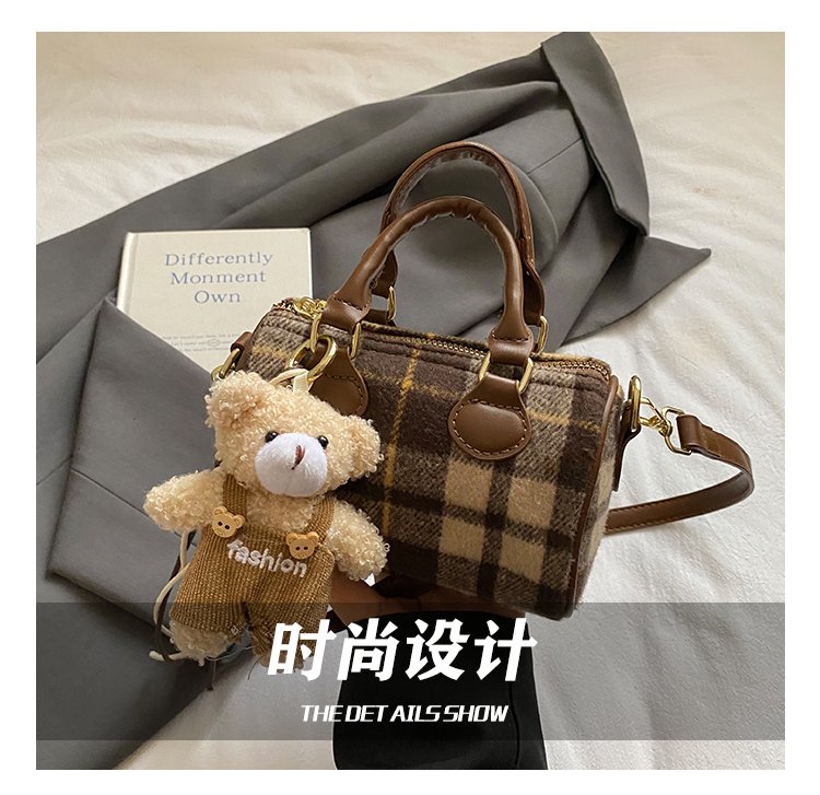 Women's PU Leather Plaid Top Handle Crossbody Bag detail 10