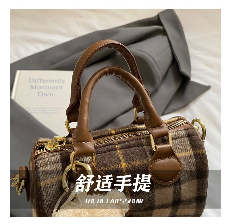 Women's PU Leather Plaid Top Handle Crossbody Bag detail 11