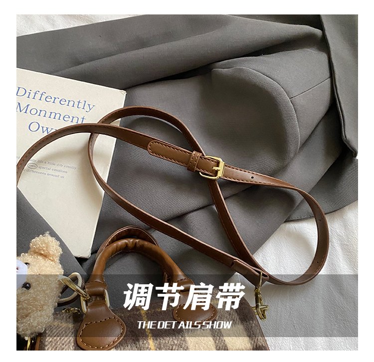 Women's PU Leather Plaid Top Handle Crossbody Bag detail 12