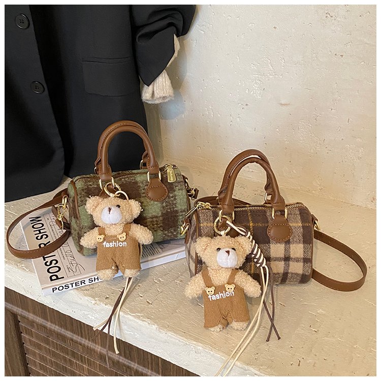 Women's PU Leather Plaid Top Handle Crossbody Bag detail 1