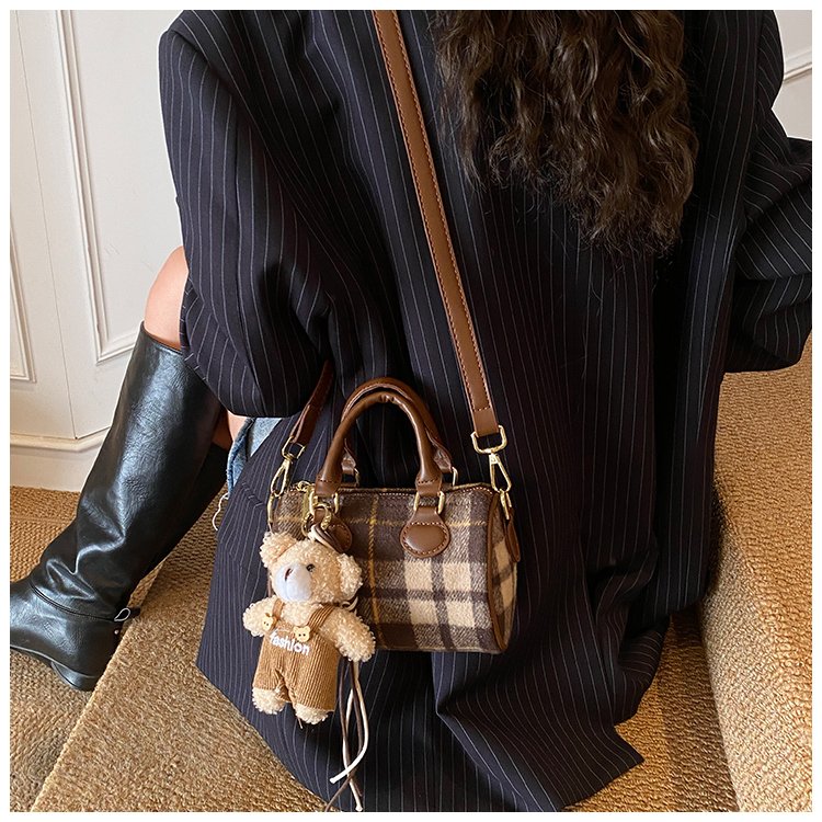 Women's PU Leather Plaid Top Handle Crossbody Bag detail 20