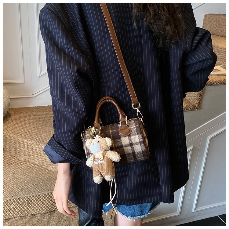 Women's PU Leather Plaid Top Handle Crossbody Bag detail 25