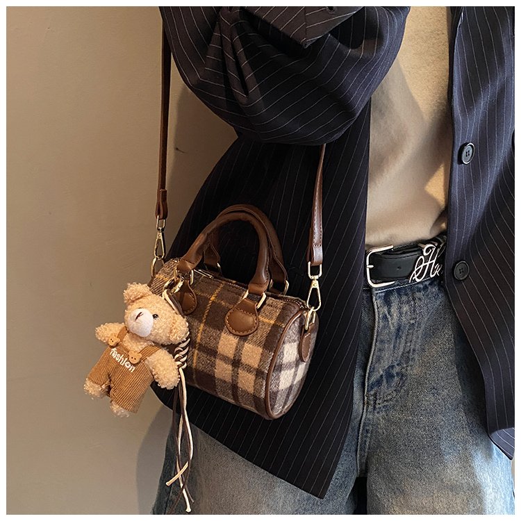 Women's PU Leather Plaid Top Handle Crossbody Bag detail 30