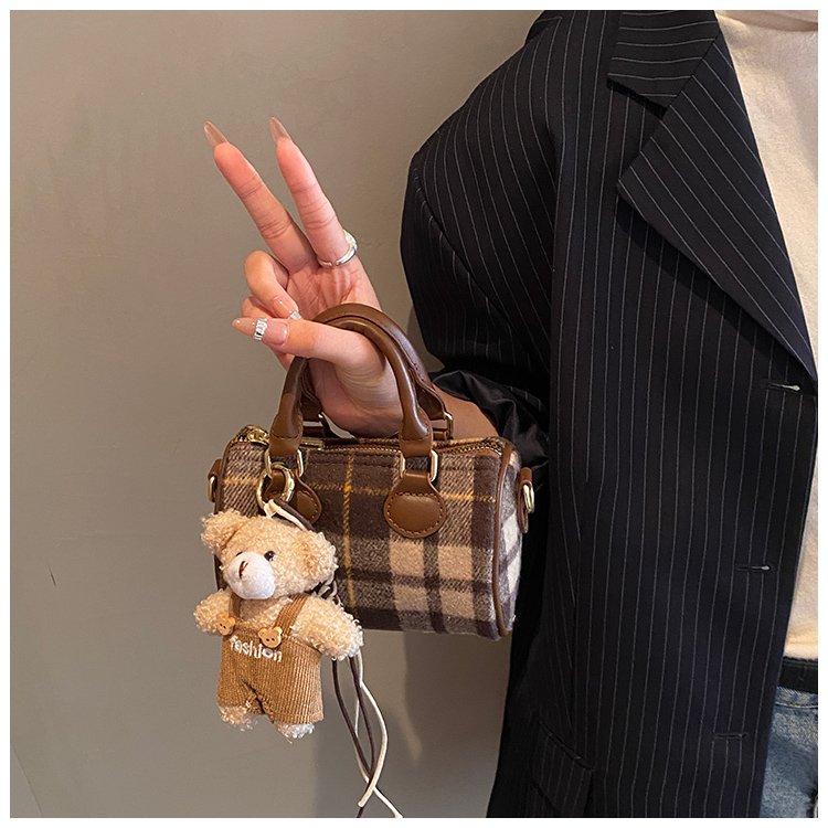 Women's PU Leather Plaid Top Handle Crossbody Bag detail 32