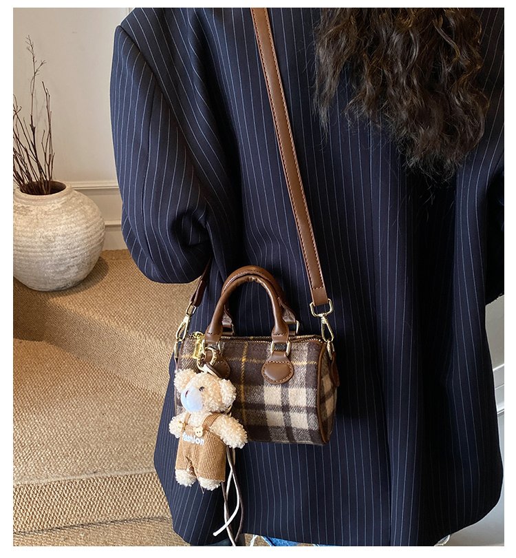 Women's PU Leather Plaid Top Handle Crossbody Bag detail 3