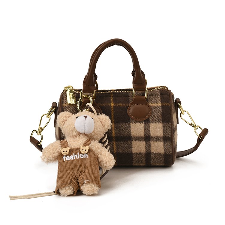 Women's PU Leather Plaid Top Handle Crossbody Bag view 3