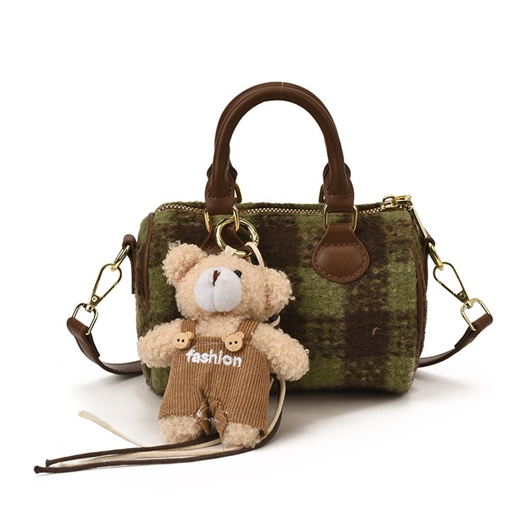 Women's PU Leather Plaid Top Handle Crossbody Bag view 4