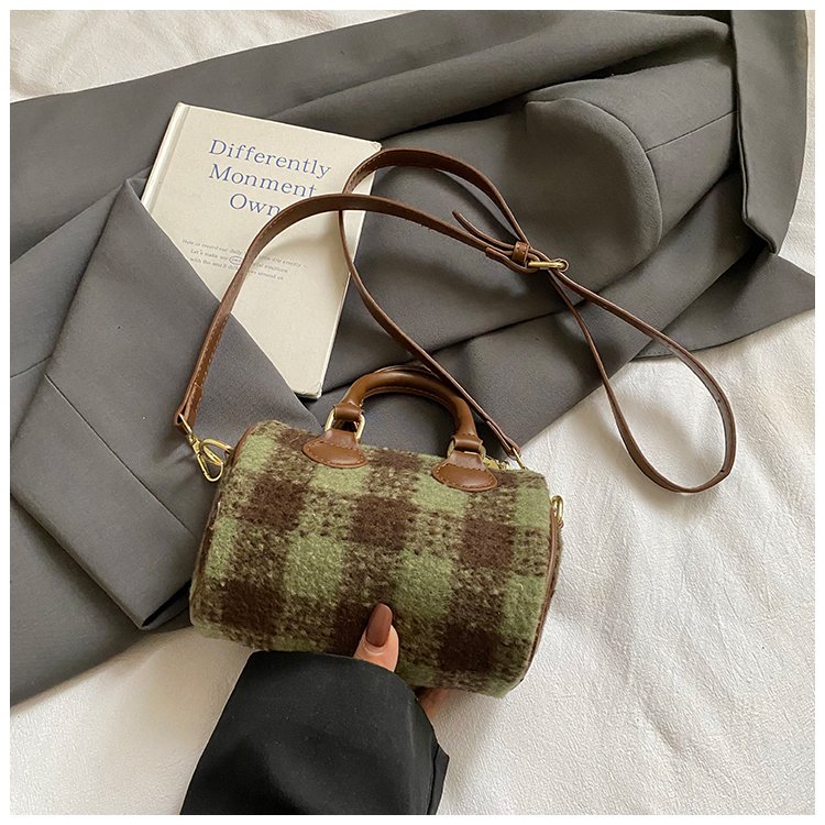Women's PU Leather Plaid Top Handle Crossbody Bag view 5
