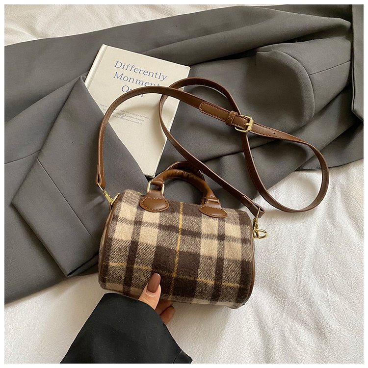 Women's PU Leather Plaid Top Handle Crossbody Bag view 1