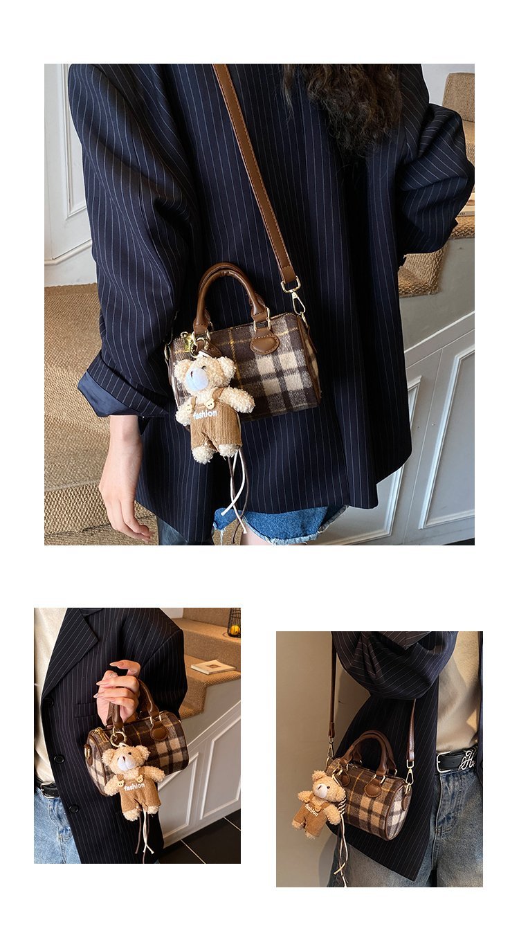 Women's PU Leather Plaid Top Handle Crossbody Bag detail 6