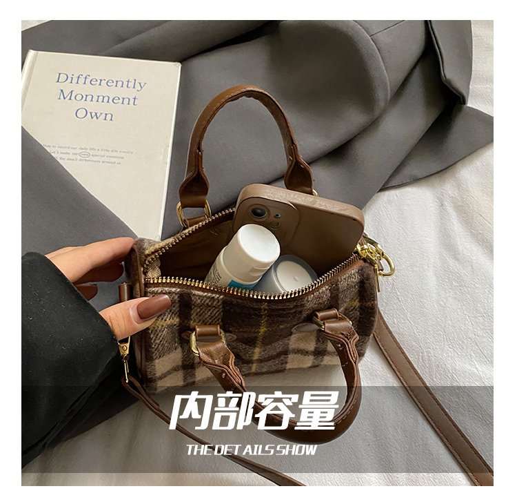 Women's PU Leather Plaid Top Handle Crossbody Bag detail 8