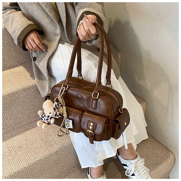 Women's PU Leather Pocket Shoulder Bag detail 38