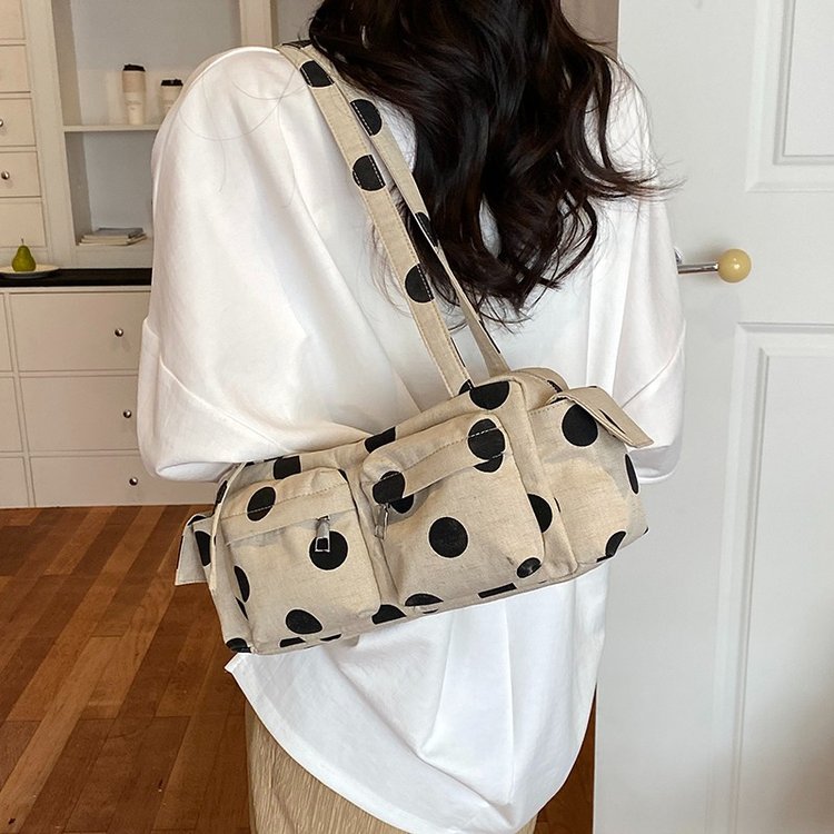 Women's Canvas Polka Dot Bow Crossbody Bag view 2
