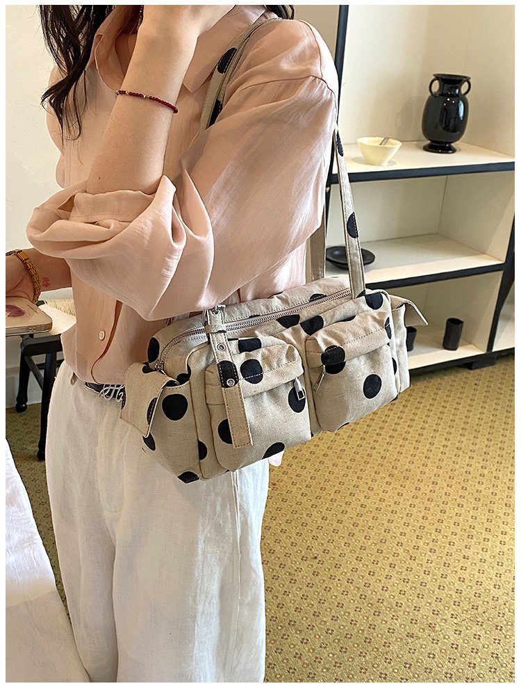 Women's Canvas Polka Dot Bow Crossbody Bag detail 11