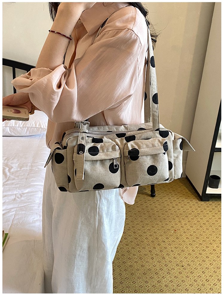 Women's Canvas Polka Dot Bow Crossbody Bag detail 12