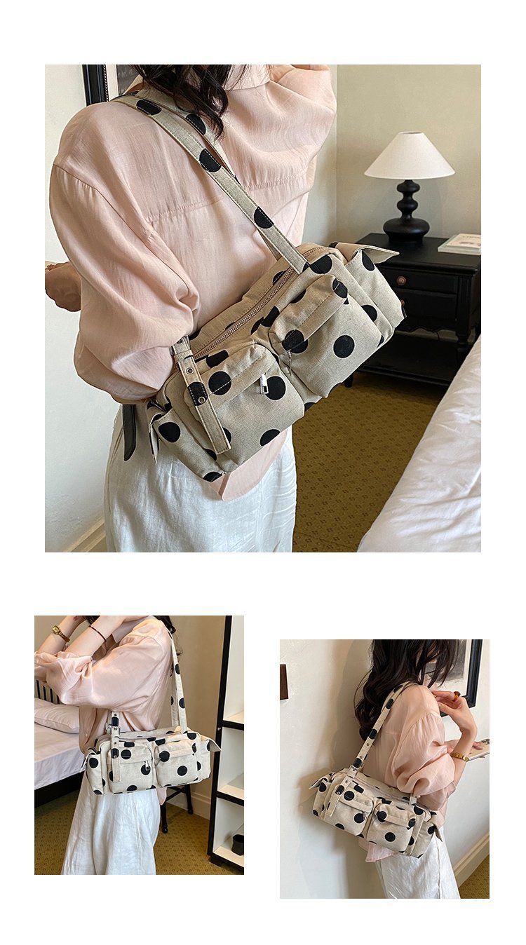 Women's Canvas Polka Dot Bow Crossbody Bag detail 1