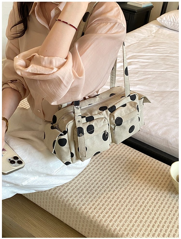 Women's Canvas Polka Dot Bow Crossbody Bag detail 21