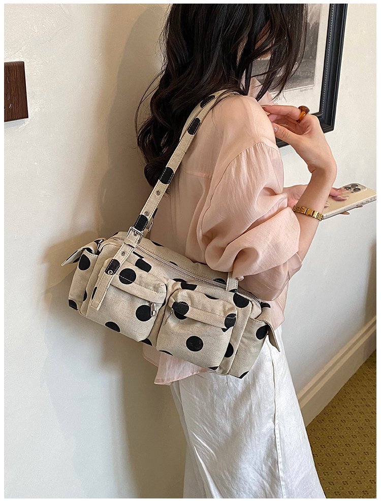 Women's Canvas Polka Dot Bow Crossbody Bag detail 27