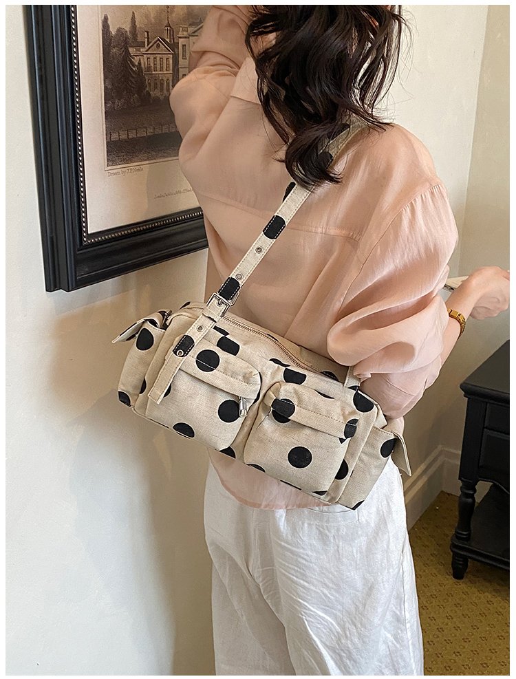 Women's Canvas Polka Dot Bow Crossbody Bag detail 29