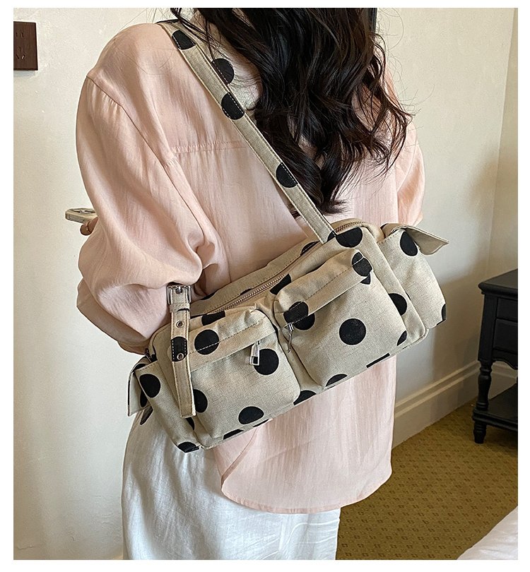 Women's Canvas Polka Dot Bow Crossbody Bag detail 3