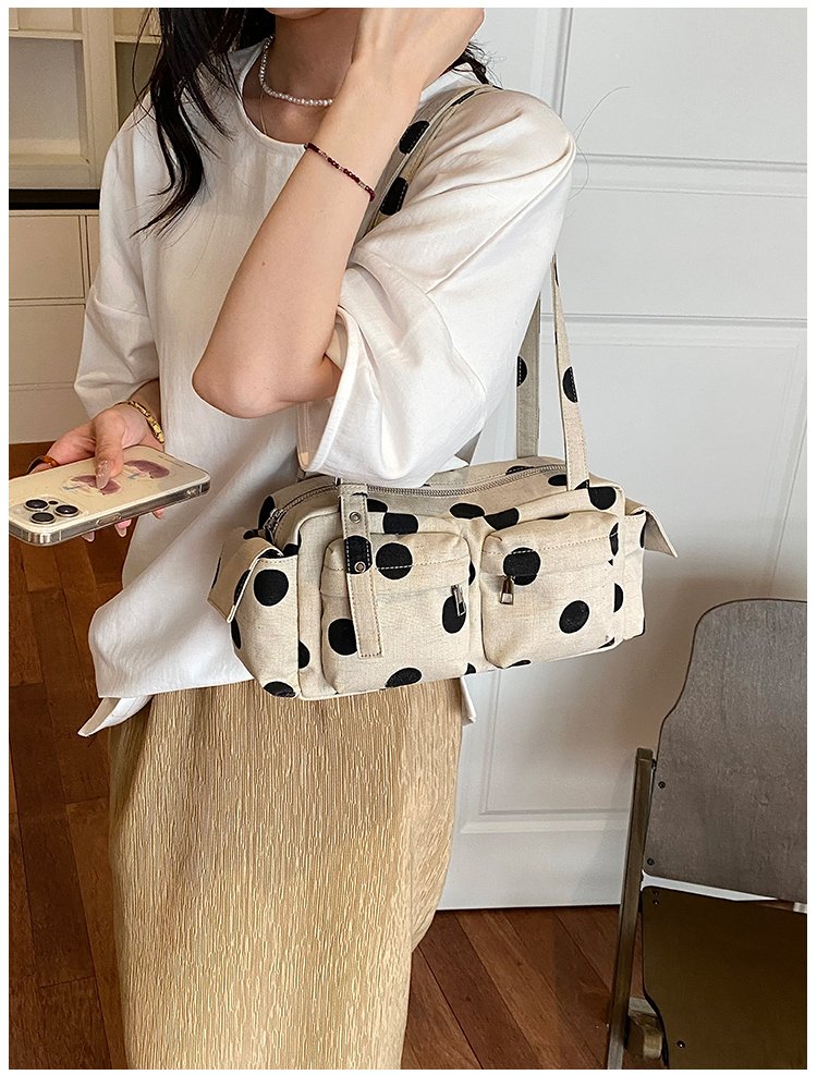 Women's Canvas Polka Dot Bow Crossbody Bag detail 39