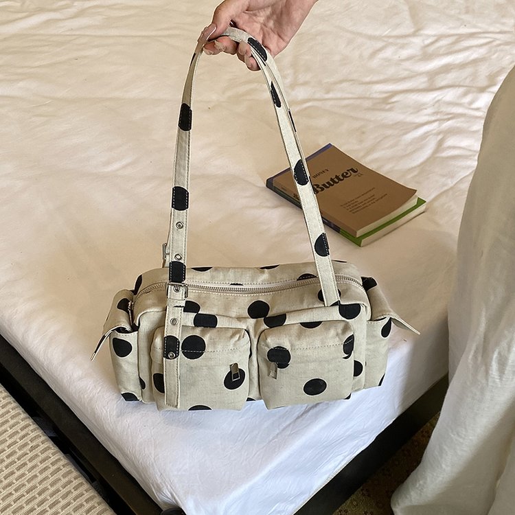 Women's Canvas Polka Dot Bow Crossbody Bag view 1