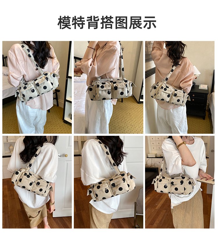 Women's Canvas Polka Dot Bow Crossbody Bag detail 4