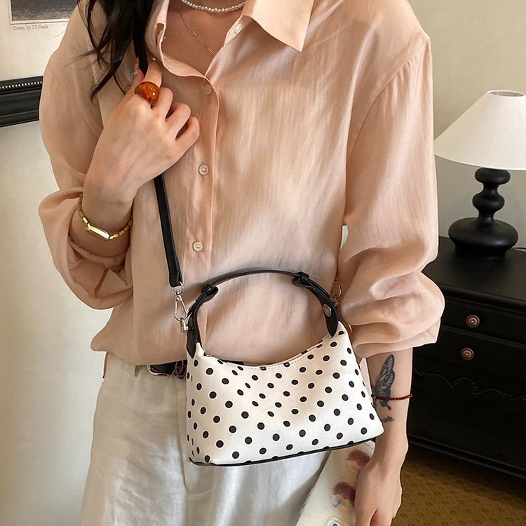 Women's PU Leather Polka Dot Crescent Shoulder Bag view 2