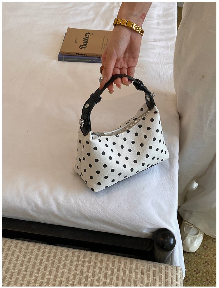 Women's PU Leather Polka Dot Crescent Shoulder Bag detail 13
