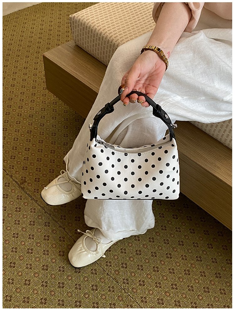 Women's PU Leather Polka Dot Crescent Shoulder Bag detail 14