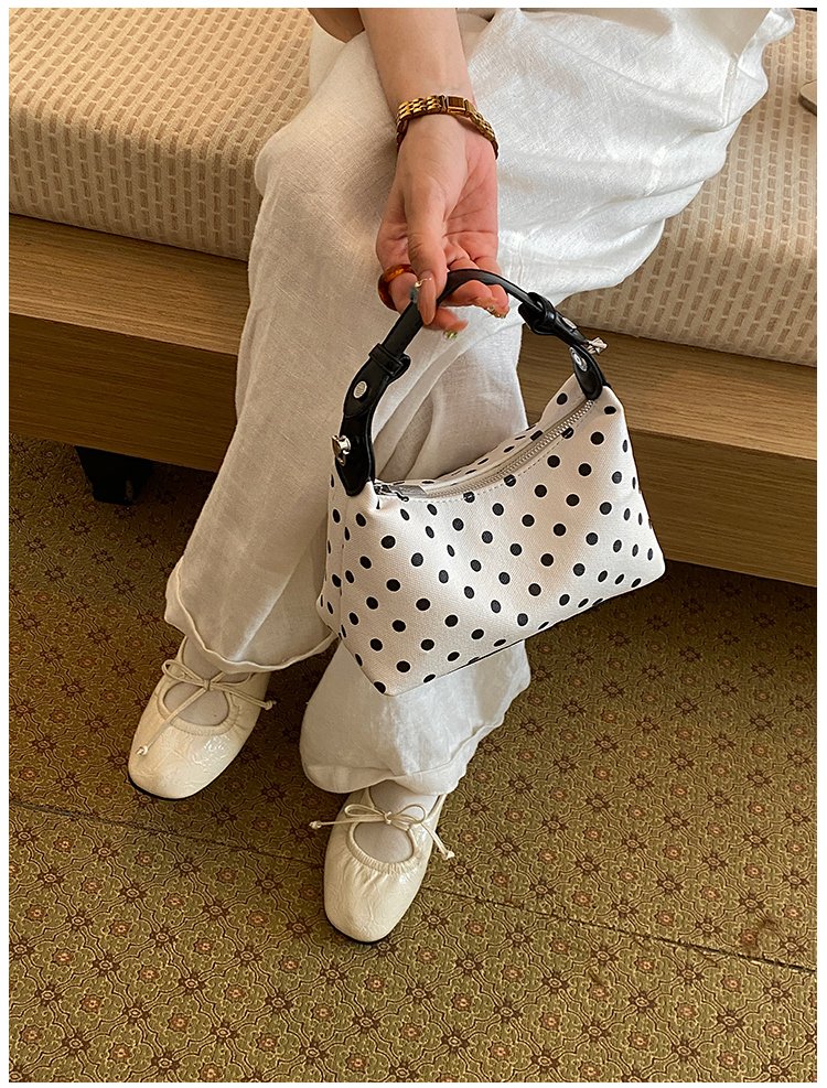 Women's PU Leather Polka Dot Crescent Shoulder Bag detail 16