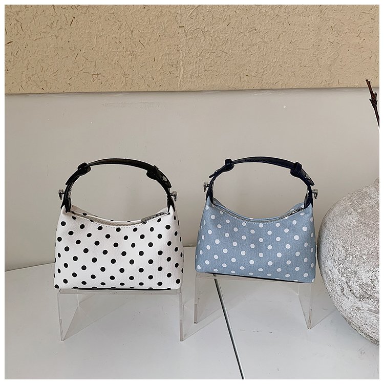 Women's PU Leather Polka Dot Crescent Shoulder Bag detail 1
