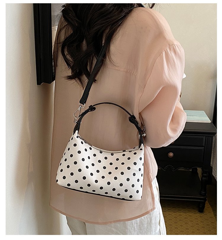 Women's PU Leather Polka Dot Crescent Shoulder Bag detail 2