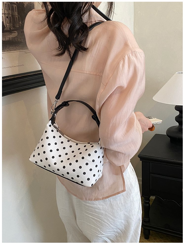 Women's PU Leather Polka Dot Crescent Shoulder Bag detail 32