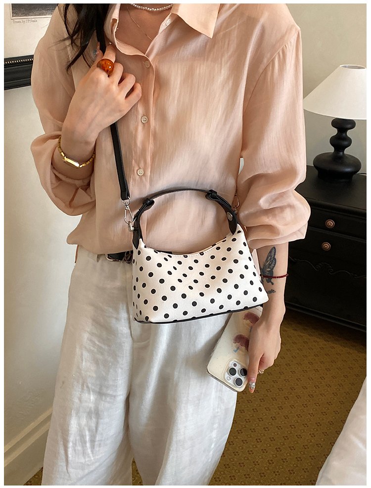 Women's PU Leather Polka Dot Crescent Shoulder Bag detail 34