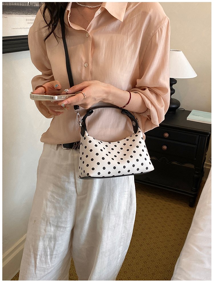Women's PU Leather Polka Dot Crescent Shoulder Bag detail 38