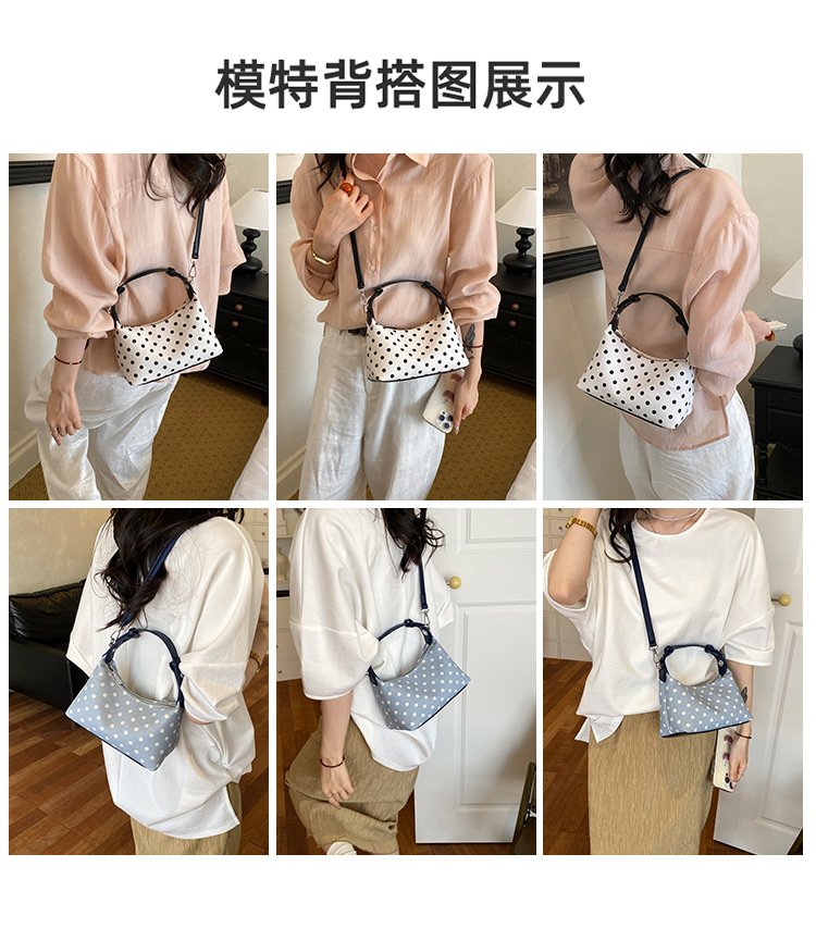 Women's PU Leather Polka Dot Crescent Shoulder Bag detail 3