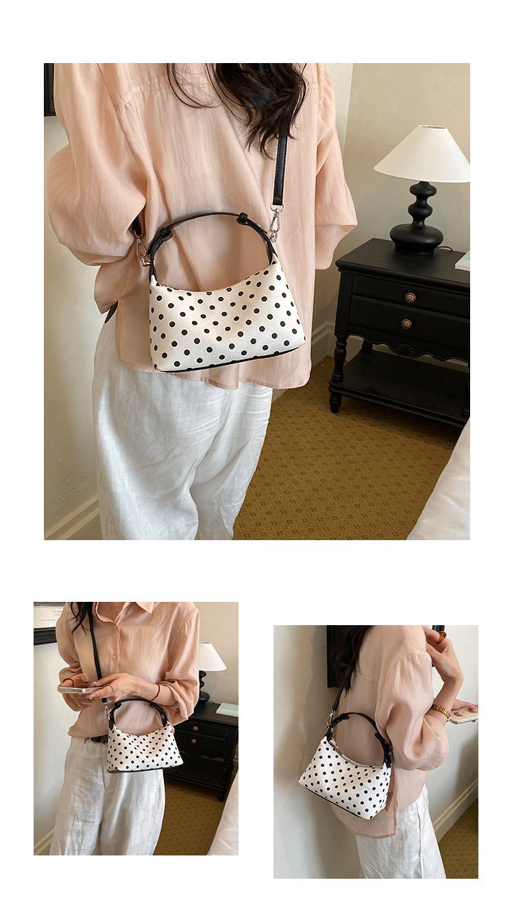 Women's PU Leather Polka Dot Crescent Shoulder Bag detail 5