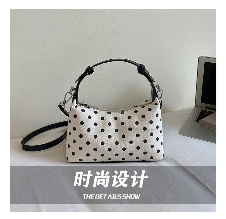 Women's PU Leather Polka Dot Crescent Shoulder Bag detail 8