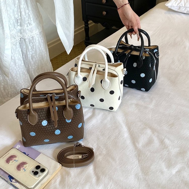 Women's PU Leather Polka Dot Mini Bucket Bag view 2