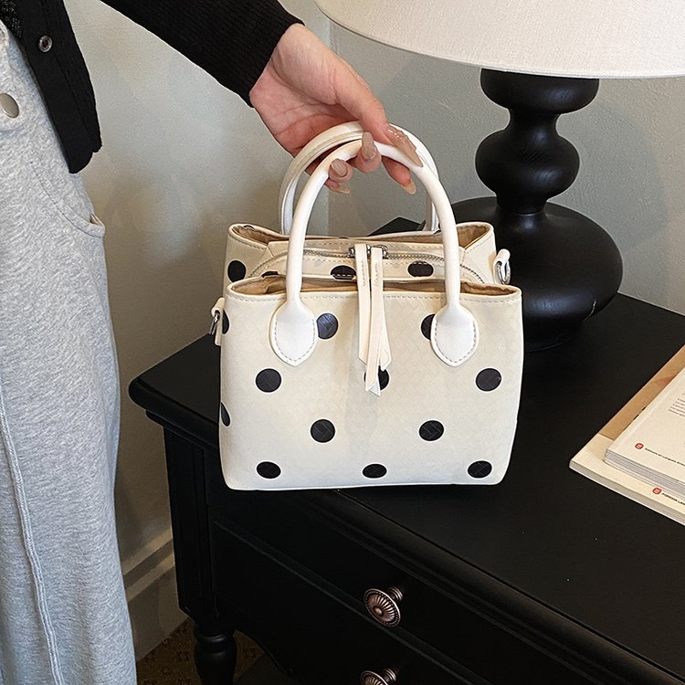 Women's PU Leather Polka Dot Mini Bucket Bag view 3