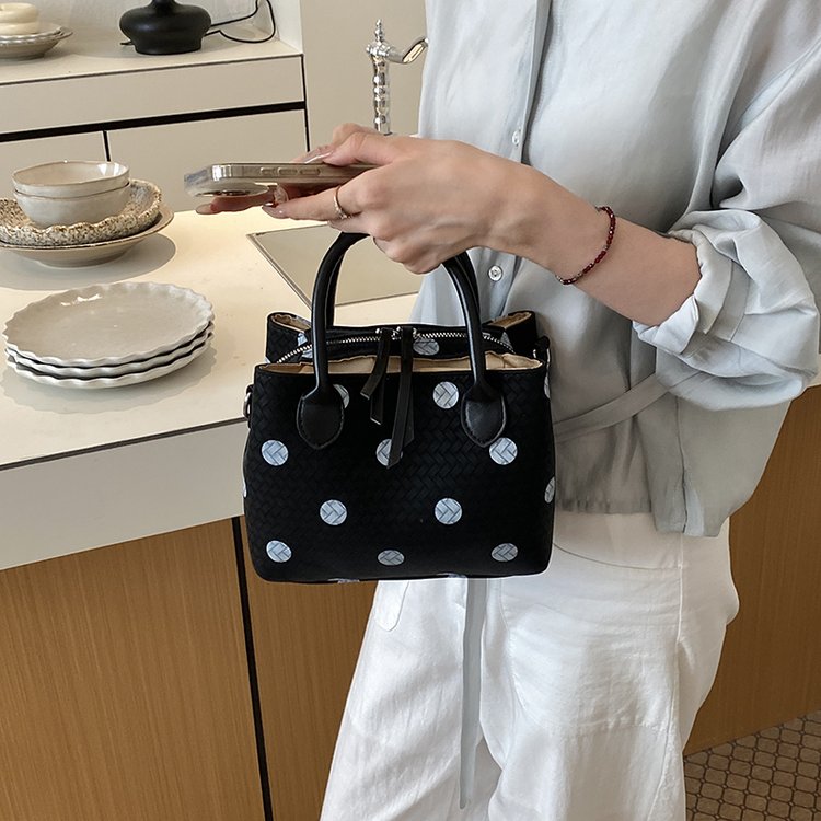 Women's PU Leather Polka Dot Mini Bucket Bag view 4