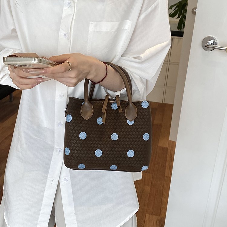 Women's PU Leather Polka Dot Mini Bucket Bag view 1