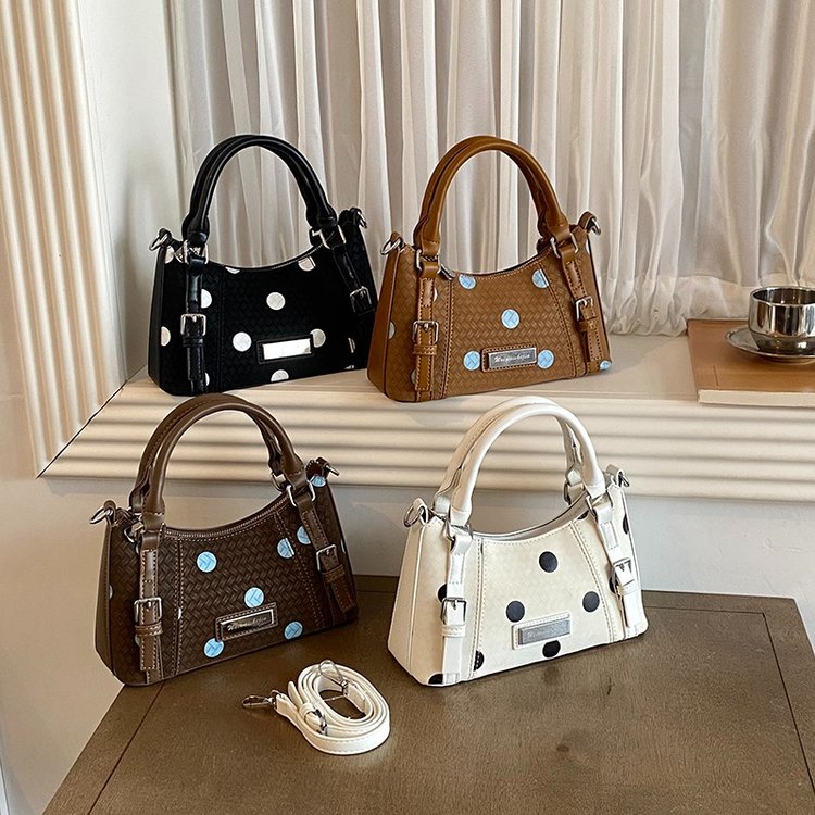 Women's PU Leather Polka Dot Top Handle Crossbody Bag view 2