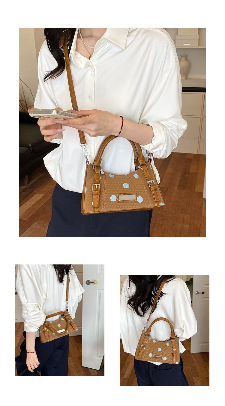 Women's PU Leather Polka Dot Top Handle Crossbody Bag detail 11