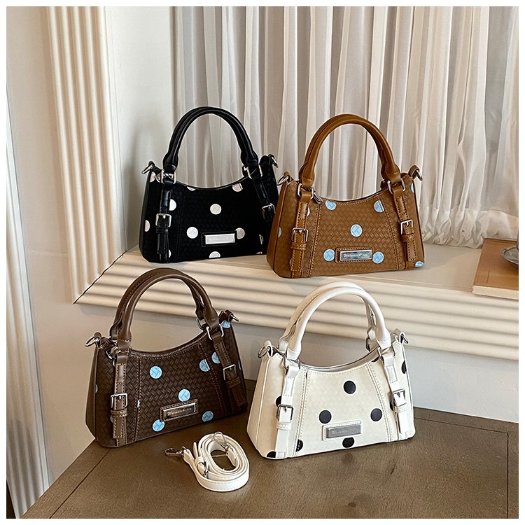 Women's PU Leather Polka Dot Top Handle Crossbody Bag detail 1