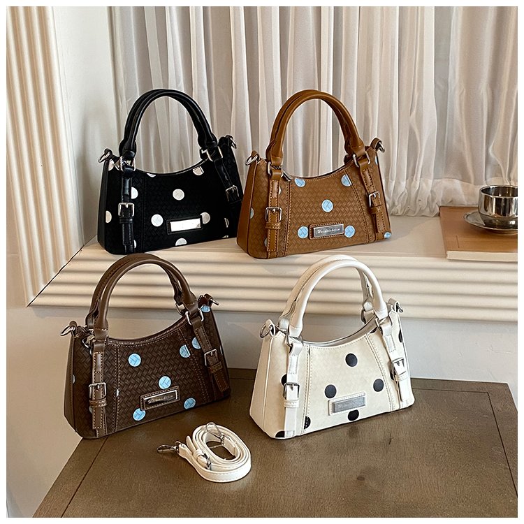 Women's PU Leather Polka Dot Top Handle Crossbody Bag detail 3
