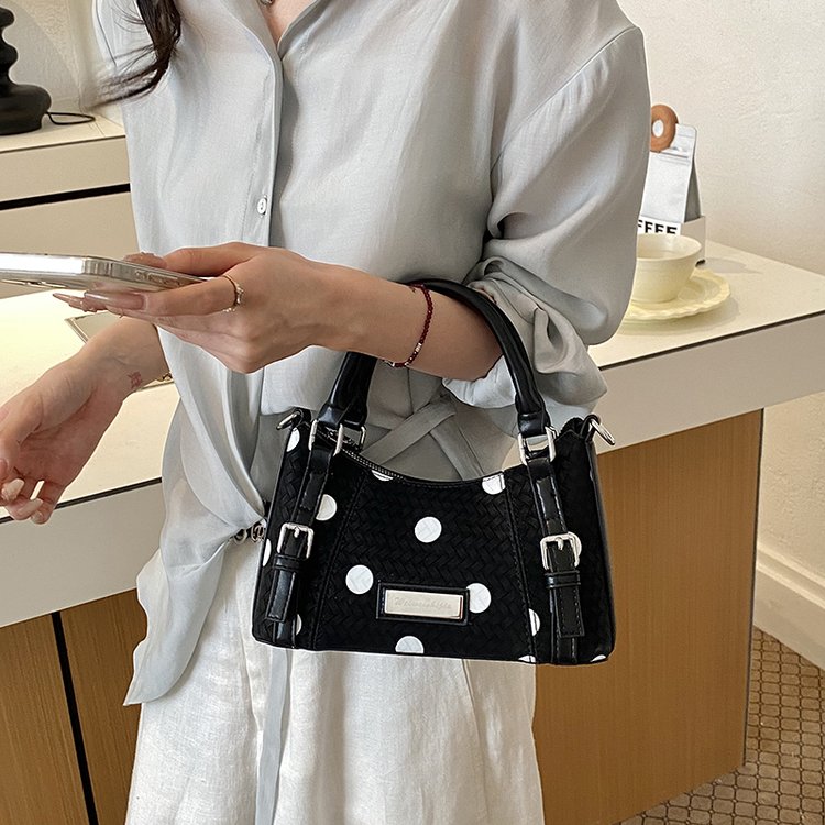 Women's PU Leather Polka Dot Top Handle Crossbody Bag view 4