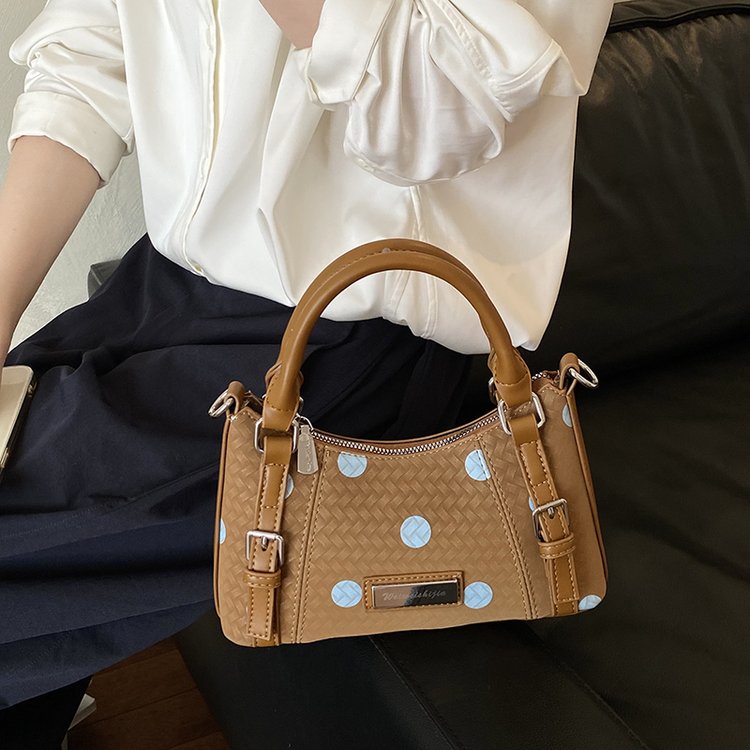 Women's PU Leather Polka Dot Top Handle Crossbody Bag view 1