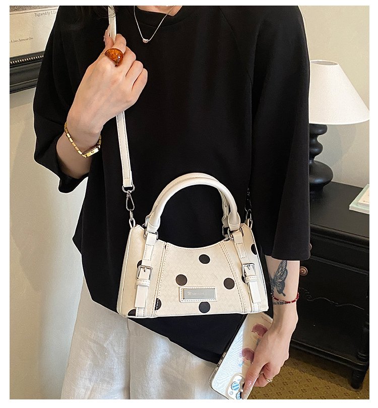 Women's PU Leather Polka Dot Top Handle Crossbody Bag detail 4